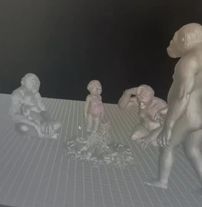 Figuras a escala de una familia de australopithecus